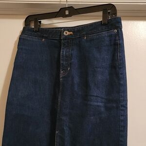 GAP Women's Size 6 Stretch Denim Midi Slit Hem  Indigo Pencil Skirt